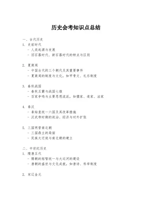 历史会考知识点总结