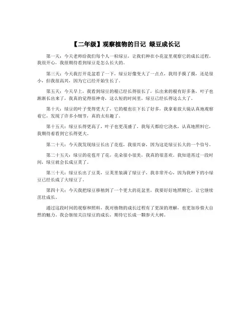 【二年级】观察植物的日记 绿豆成长记