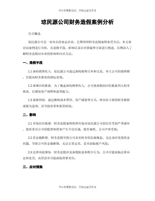琼民源公司财务造假案例分析