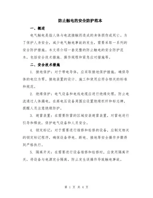 防止触电的安全防护范本