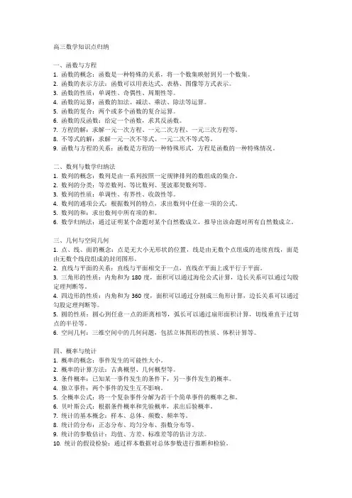 高三数学知识点归纳