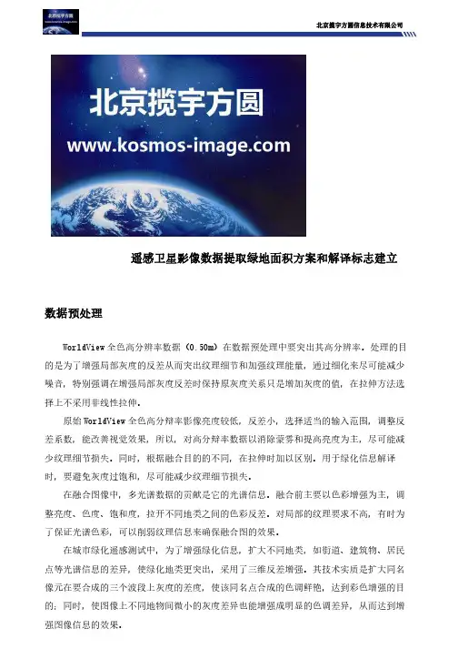 遥感卫星影像数据提取绿地面积方案和解译标志建立
