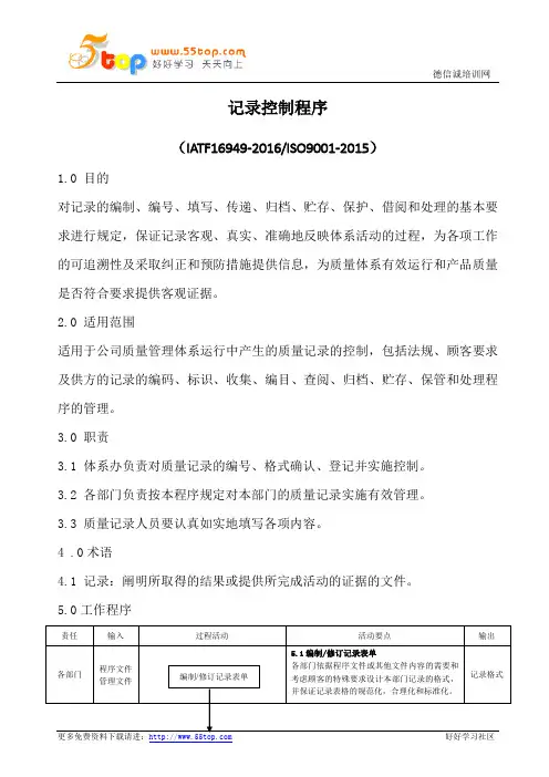 记录控制程序(含表格)