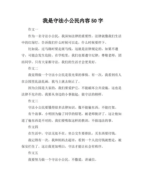 我是守法小公民内容50字