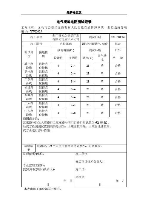 电气接地电阻测试记录_最新修正版