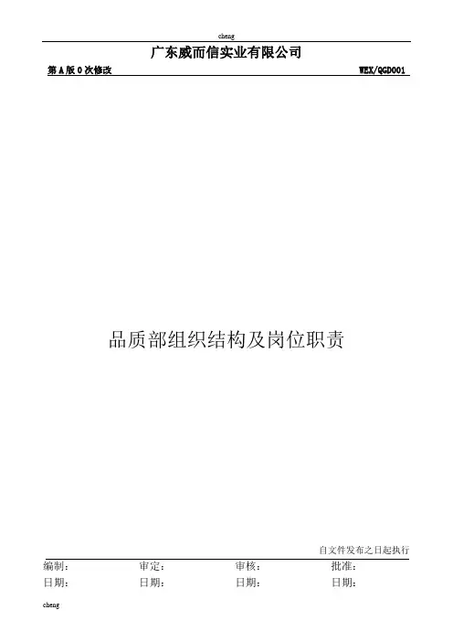 品质部组织机构架构与岗位1-ok