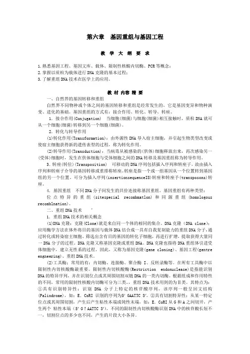 第六章  基因重组与基因工程