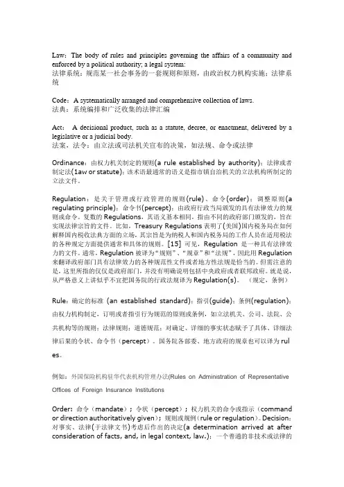 Law,regulation,rule等区别