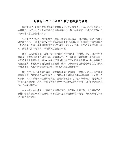 对农村小学“小班额”教学的探索与思考