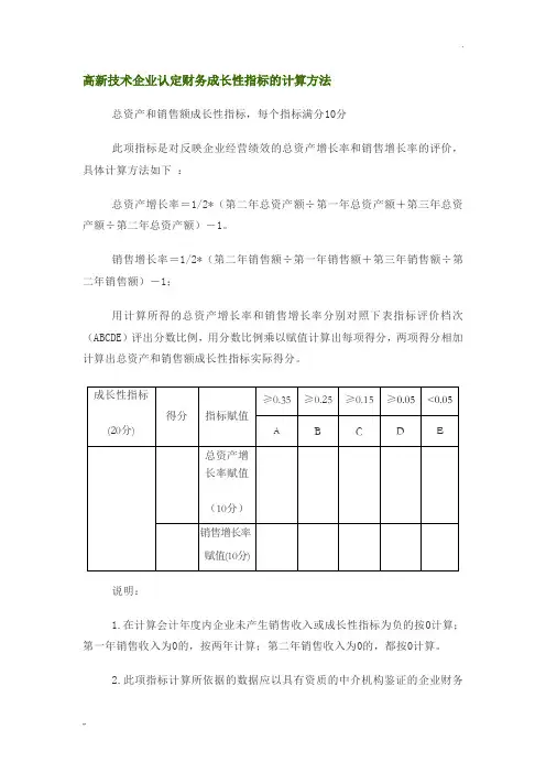 高新技术企业认定财务成长性指标的计算方法