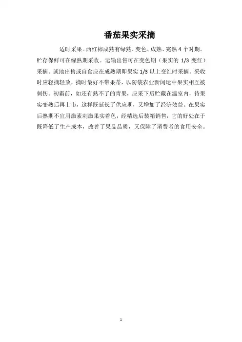 番茄果实采摘