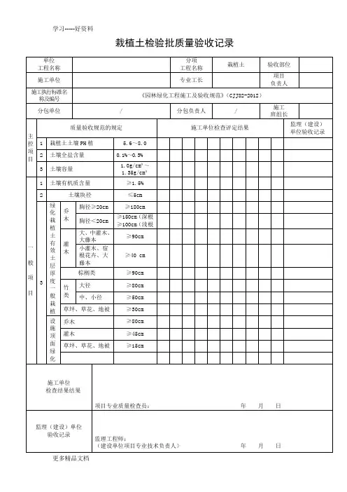 最新《园林绿化工程施工及验收规范》(CJJ82-)表格