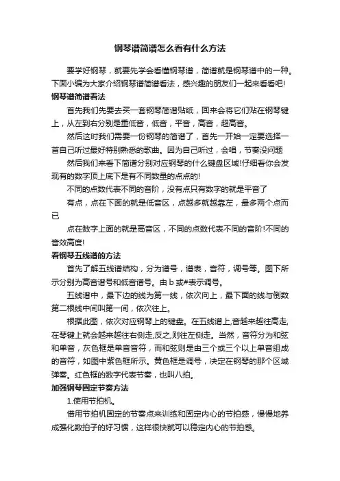 钢琴谱简谱怎么看有什么方法