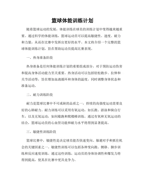 篮球体能训练计划