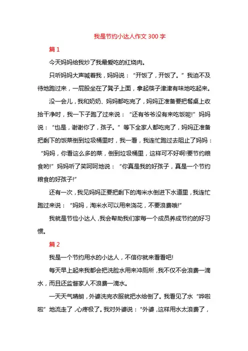 我是节约小达人作文300字