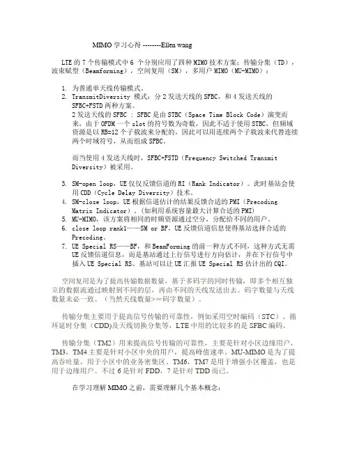 LTE MIMO 模式的学习理解