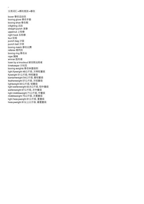 分类词汇→搏击竞技→拳击