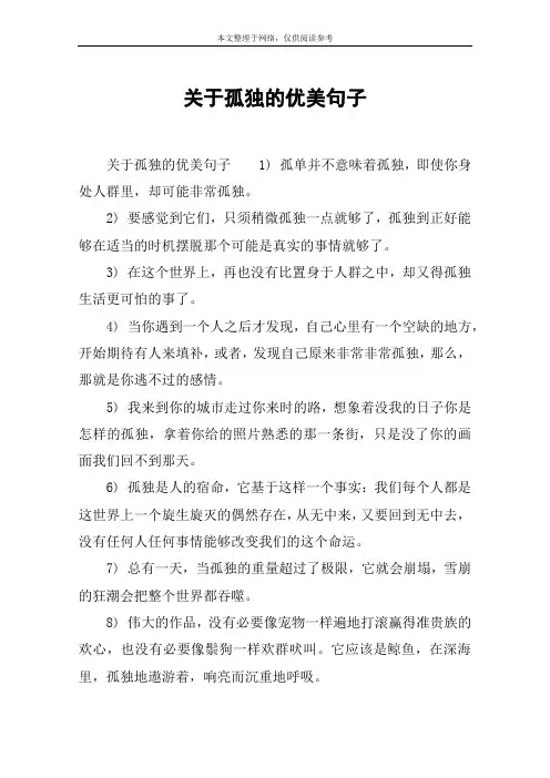 关于孤独的优美句子