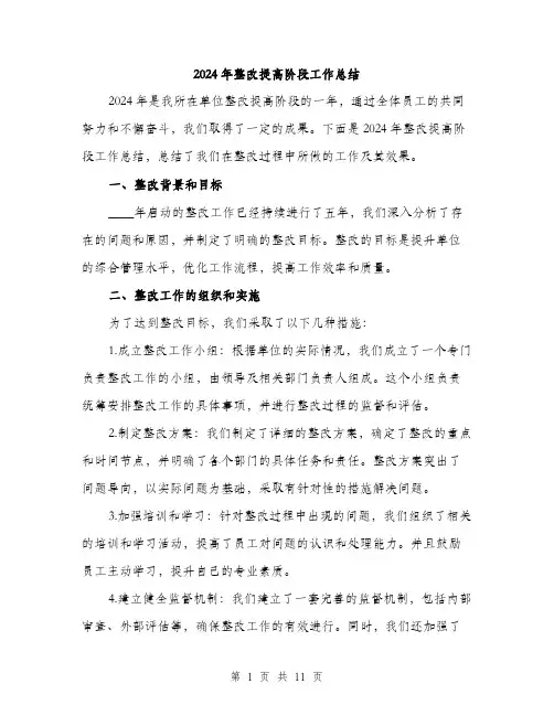 2024年整改提高阶段工作总结(3篇)