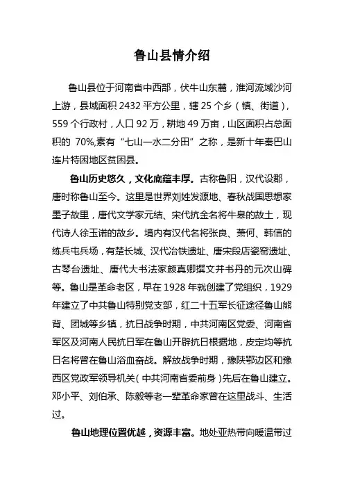 鲁山县情介绍