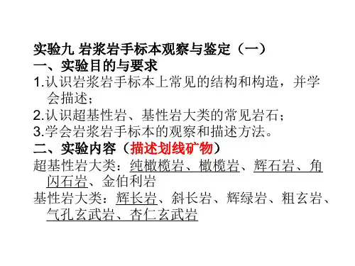 岩浆岩手标本观察与鉴定
