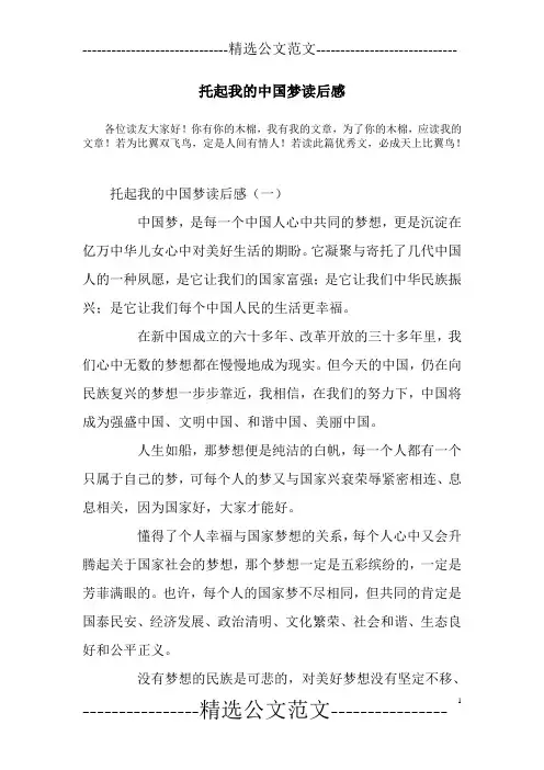 托起我的中国梦读后感