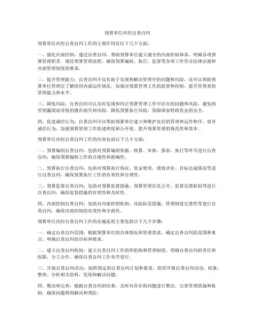预算单位内控自查自纠