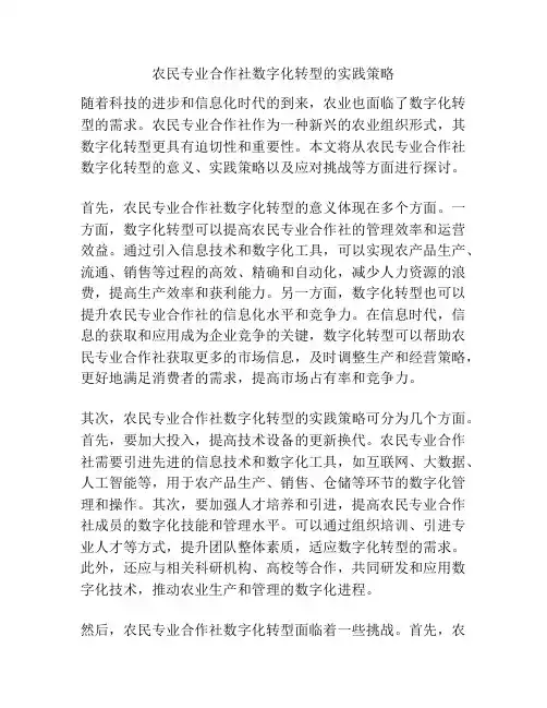 农民专业合作社数字化转型的实践策略