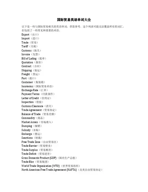 国际贸易英语单词大全