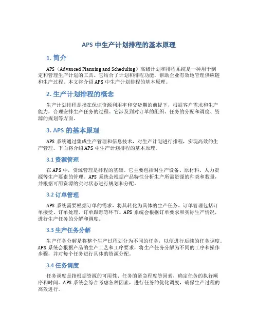 APS中生产计划排程的基本原理