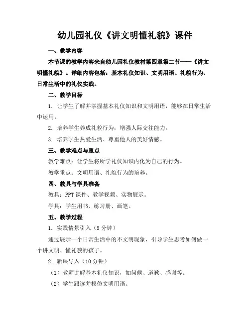 幼儿园礼仪《讲文明懂礼貌》课件(1)