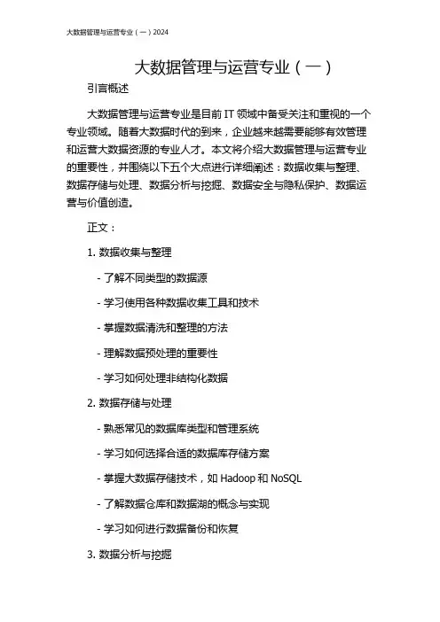 大数据管理与运营专业(一)2024