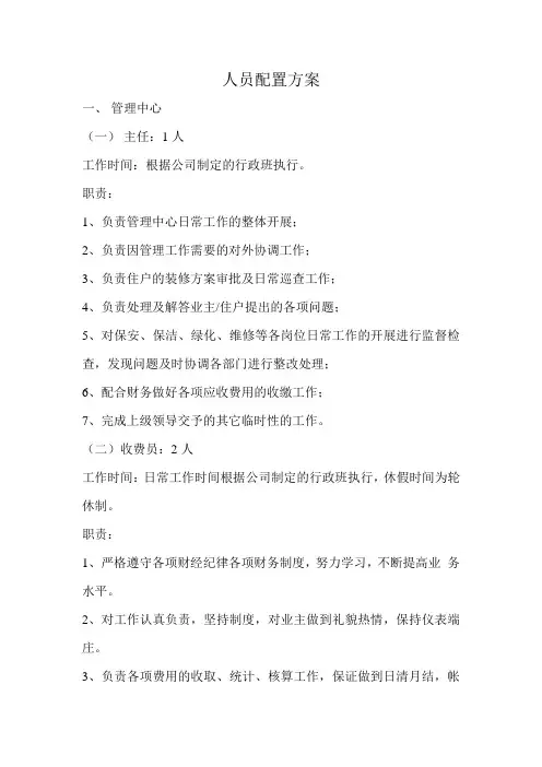 人员配置方案及工作内容