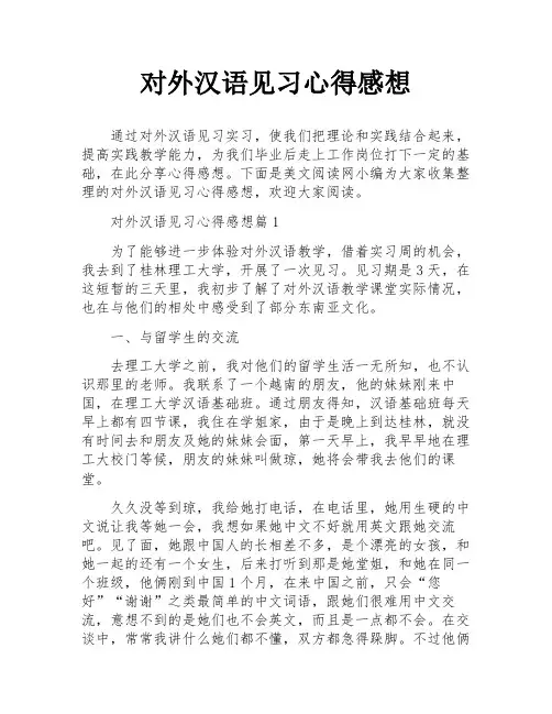 对外汉语见习心得感想