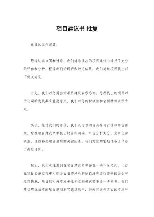 项目建议书 批复