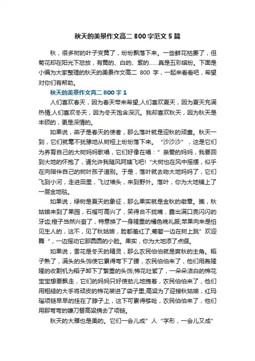 秋天的美景作文高二800字范文5篇