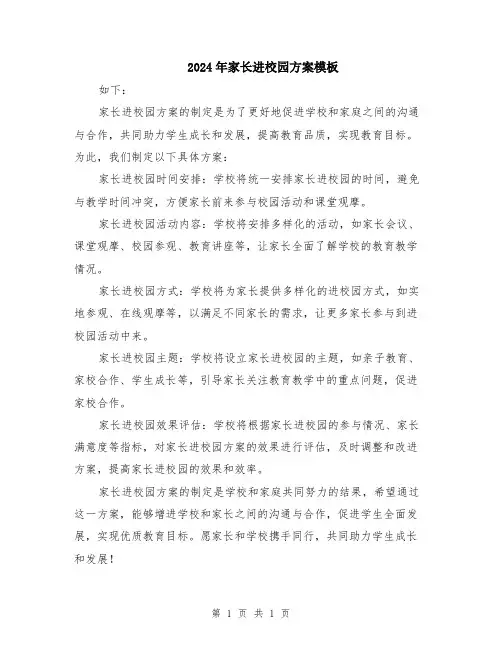 2024年家长进校园方案模板