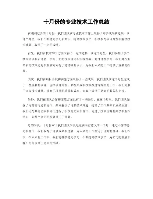 十月份的专业技术工作总结