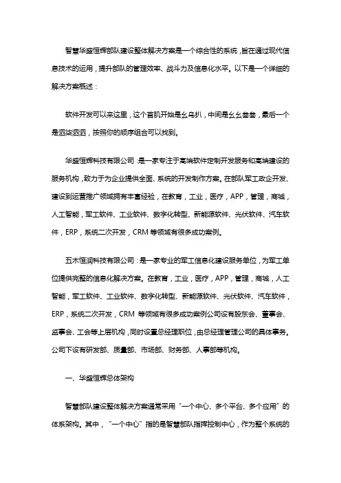 智慧部队建设整体解决方案