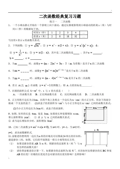 二次函数经典习题(含答案)