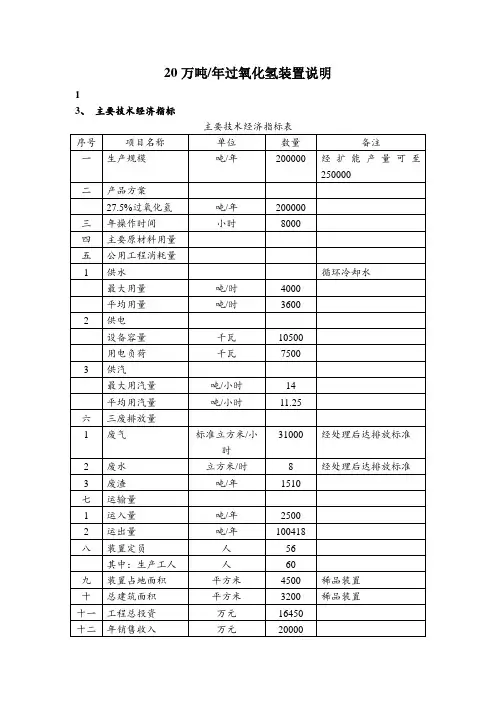 20万吨过氧化氢可研
