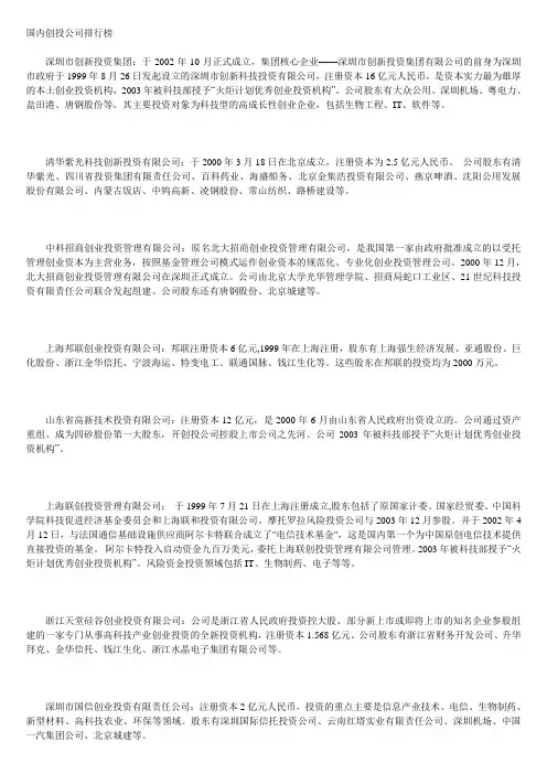 国内创投公司排行榜.doc