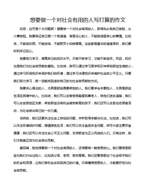 想要做一个对社会有用的人写打算的作文