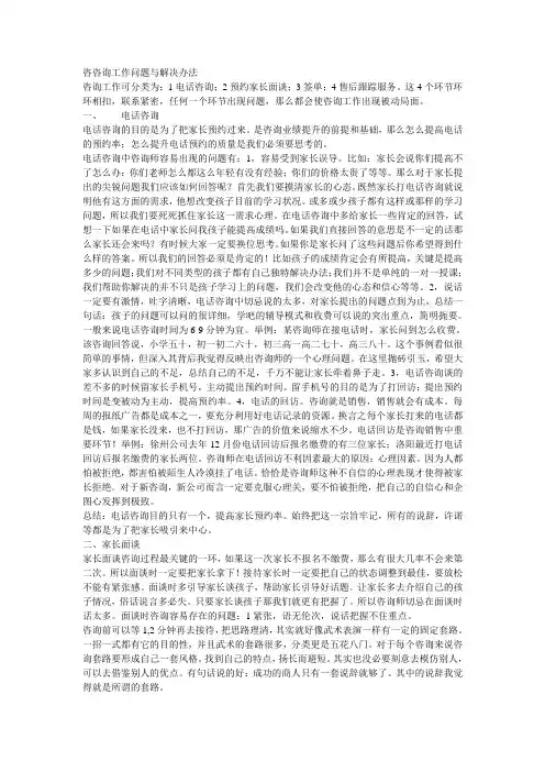 咨询工作问题与解决办法