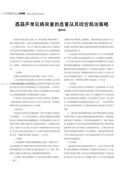 西葫芦常见病虫害的危害及其综合防治策略