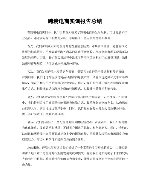 跨境电商实训报告总结