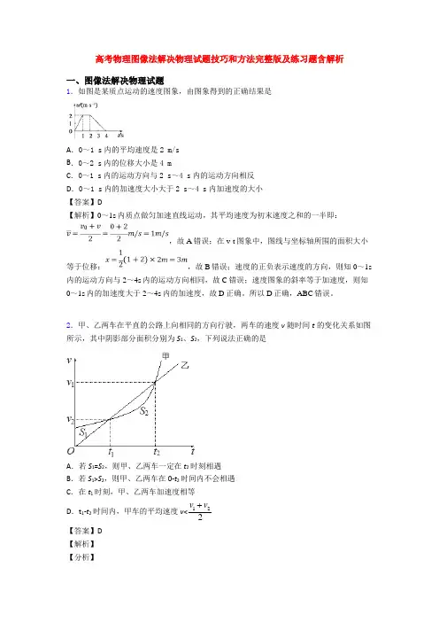 高考物理图像法解决物理试题技巧和方法完整版及练习题含解析