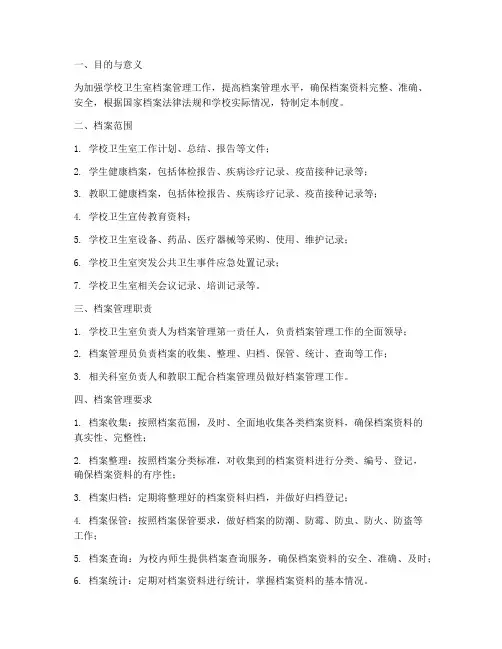 学校卫生室档案管理制度