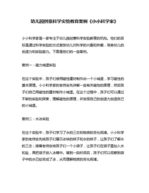 幼儿园创意科学实验教育案例《小小科学家》
