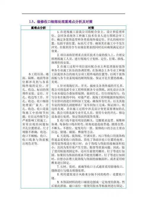 室内装修收口细部处理重难点分析及对策